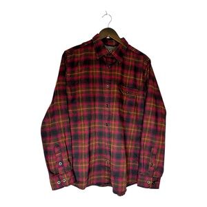 George Button Down Shirt Bordeaux Combo Plaid Size Large (42–44)